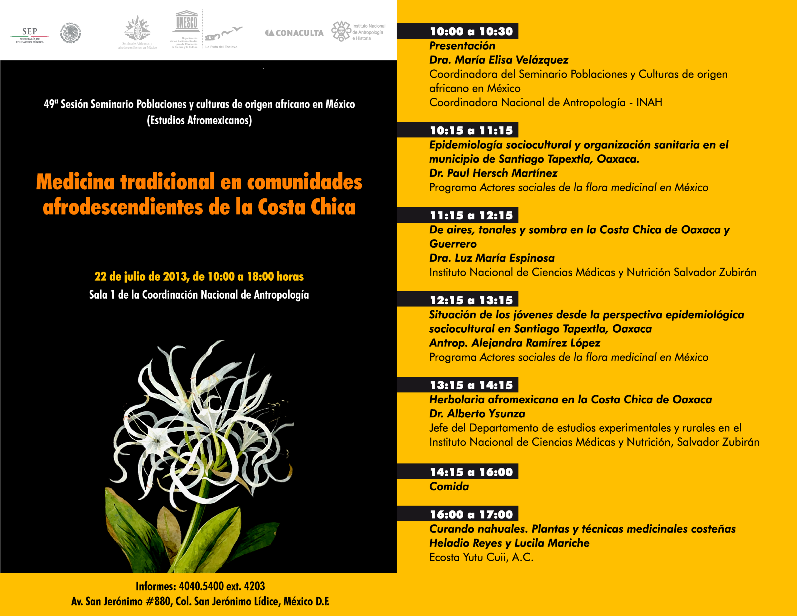 Invitación a Seminario de de poblaciones y culturas de origen africano